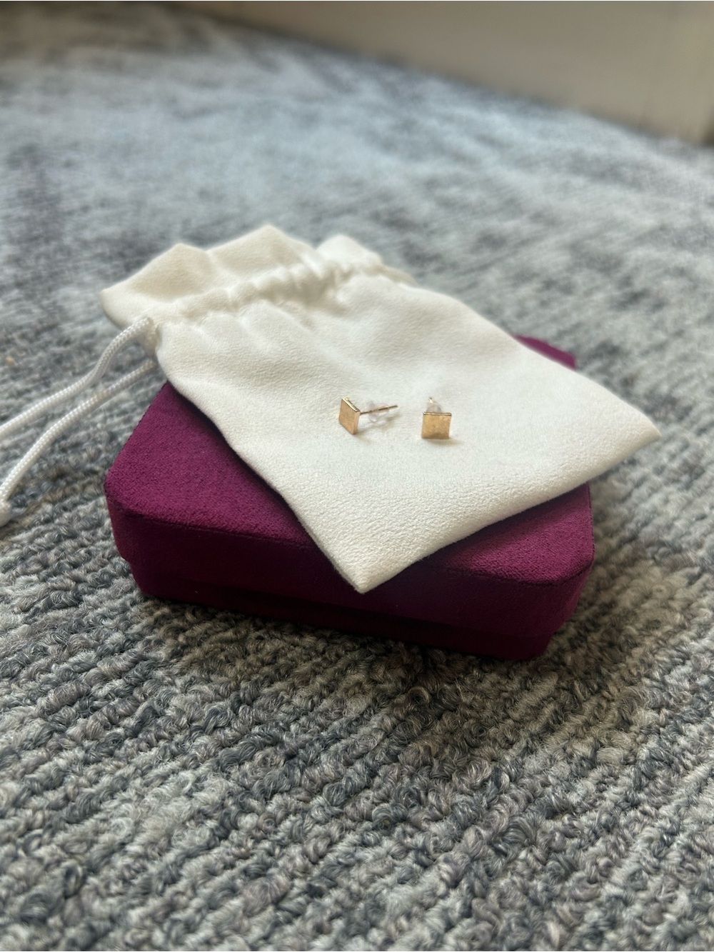 Classic Square Gold Stud Hammered Flat Geometric Shape Simple Stud Earrings✨